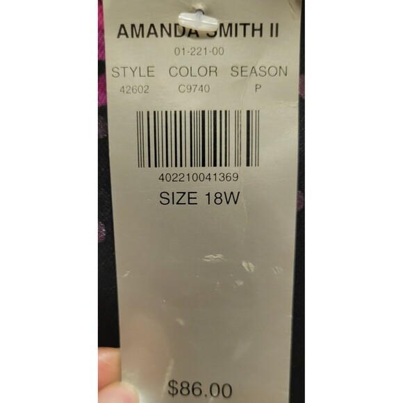 Amanda Smith II Woman Size 18W Black and Pink Floral Dress w/ Sheer Overlay $86 - Picture 7 of 7
